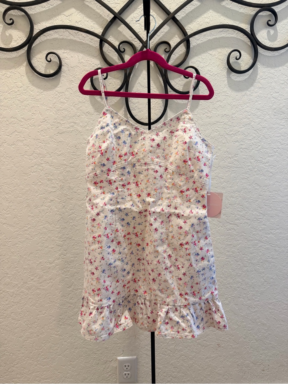 LoveShackFancy X Target White Floral Ruffle Denim Sundress u